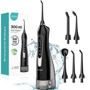 COSLUS C20 Dual Stream Cordless Dental Oral Irrigator WATER FLOSSER Black NEW